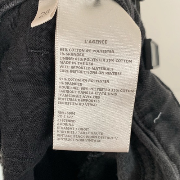 L’agence Audrina straight High Rise vintage black worn destruct Jeans - Picture 11 of 16